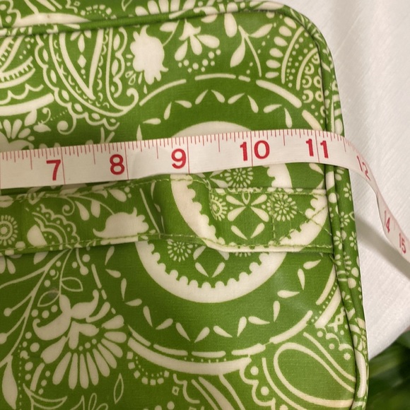 Pottery Barn Coated Canvas Toiletry Case with Brush Bag in Green Paisley Print - Picture 10 of 12